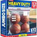 Jumbo Handle Zip Top Bags, 10 Gallon Extra Large XL Storage Bags, 12 Mil Extra Heavy-duty Clear Big Plastic, Zip Poly Bags with Resealable Lock Seal Zipper, 20x26'', 10 Bags