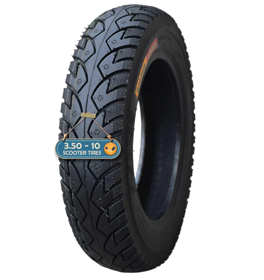 3.50-10 Bike Tire with Dog Paw-Like Depression Anti-Edge Skid Tread 3.50 10 Tubeless Street llantas with Valve Stem, Thickened Wear-Resistant Anti-Skid Pneu 3.5-10 51G 4 P.R. 250KPA Neumaticos