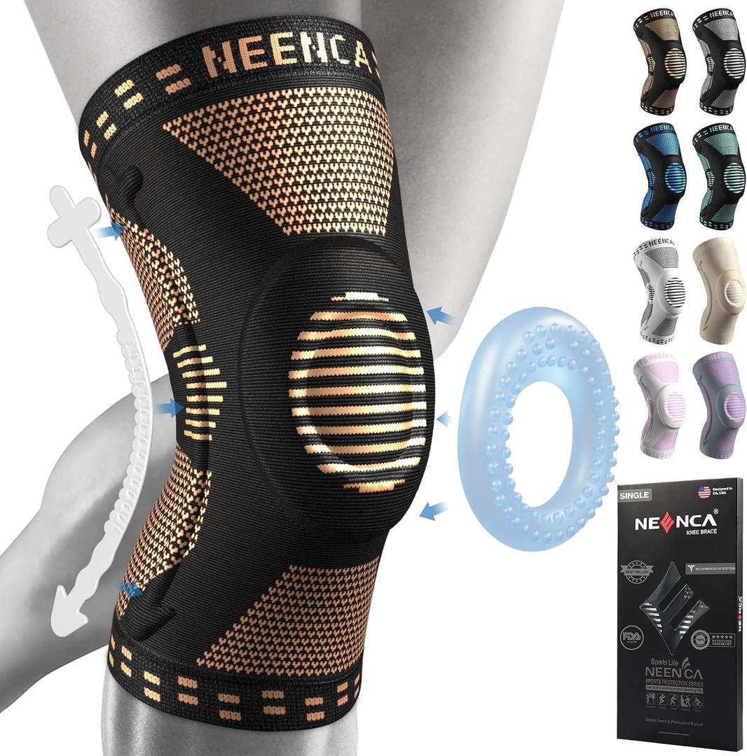 NEENCA Professional Knee Brace for Pain Relief, Medical Knee Support with Patella Pad & Side Stabilizers, Compression Knee Sleeve for Meniscus Tear, ACL, Joint Pain, Runner, Workout - FSA/HSA APPROVED (Large)