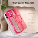 QVLANG Case for iPhone 16 Pro Max, Cute Wave Cover Case, Upgraded[Full Camera Protection][Compatible with Magsafe][Military Grade Protection][Translucent Matte] Phone Case for Women Girls, Hot Pink