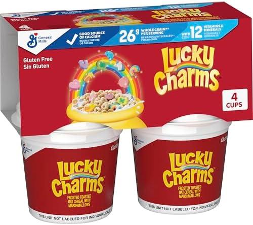 Lucky Charms Gluten Free Cereal with Marshmallows, Kids Breakfast Cereal, Made with Whole Grain, 4 Cereal Cups, 6.8 oz, Set of 2 BB 1/11/26 Lucky Charms Gluten Free Cereal with Marshmallows, Kids Breakfast Cereal, Made with Whole Grain, 4 Cereal Cups, 6.8 oz, Set of 2 BB 1/11/26