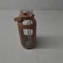 74 oz Glass Water Bolttles with Straw Large Motivational Water Bottle with Time Marker Sports Water Bottles with Silicone Sleeve and Handle Lid 2.2L Water Jug for Gym Workout (Amber)