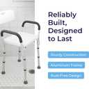 Drive Medical Shower Chair with Back & Padded Arms - Adjustable Height Bath Seat for Safety & Comfort - Lightweight Aluminum Construction- 350 Lb Capacity - White