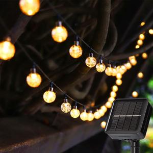 Metaku Solar String Lights Outdoor 23ft 50 LED Globe Lights Solar Powered 8 Modes Auto On/Off Waterproof Decorative Lights for Patio Garden Gazebo Bistro Balcony