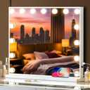 VANITII Hollywood Vanity Mirror with Lights USB Charging 22.8”*18.1” Lighted Makeup Mirror with 15 LED Bulbs Dimmable 3 Modes Tabletop for Cosmetic