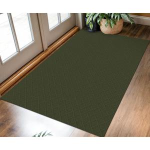 KOZYFLY Area Rug 3x5 Ft Washable Rugs for Entryway Non Slip Rubber Backed Throw Rugs Indoor Door Mat Woven Cotton Floor Carpet for Front Door Entrance Foyer Kitchen, Dark Green