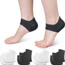Silicone Heel Protectors for Cracked Heels, Heel Spurs, Plantar Fasciitis - Gel Heel Pads, 4 Pairs, Unisex, Black and White (4pairs-black&white)