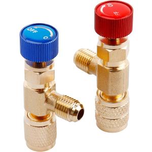 Yakamoz 2Pcs R22 R410 Refrigerant Charging Valve Set - R22 Male to 1/4’’ & 5/16’’ Female Adapter Refrigerant Control Valve Safety HVAC Flow Control Ball Valves for Air Conditioner Manifold