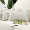 MADIZZ Pack of 2 Chenille Throw Pillow Covers 12x20 Inch Cream White Soft Neutral Decorative Throw Pillows for Couch Sofa Boho Accent Cushion Covers Modern Farmhouse Home Decor for Bedroom Living Room