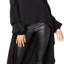 PRETTYGARDEN Women's Lantern Long Sleeve Round Neck High Low Asymmetrical Irregular Hem Casual Tops Blouse Shirt Dress (Black, L)