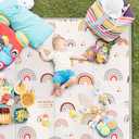 Baby Play Mat, 79"X71" Extra Large Play Mat, Non-Toxic Tummy Time, Baby Play Mats for Floor, Waterproof, Baby Crawling Mat, Soft Foam Mat for Babies and Toddlers, Reversible & Portable Star and Rainbow