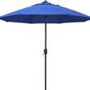 California Umbrella 9' Round Aluminum Outdoor Deck, Pool or Patio Umbrella, Crank Lift, Auto Tilt, Bronze Pole, Royal Blue