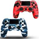 ZeroStory 2 Pack Wireless Controller For PS4/Pro/PC, Gamepad with USB Cable/1000mAh Battery/Dual Vibration/6-Axis Motion Sensor/3.5mm Audio Jack/Multi Touch Pad/Share Button (Red and Blue)