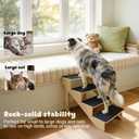4-Step Dog Stairs for Large Dogs, Solid Wooden Dog Steps for Beds/Couch with Carpet, 24 Inches Anti-Slip Pet Stairs for High Beds, Ramp for Older/Senior Dogs, Pet Bed Stairs to Get on Bed/Sofa