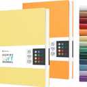 A5 Notebook Soft Cover Journal Lined, Medium Softcover Notebook Vegan Leather Journals for Men Women Writing, Ruled Thick Paper Flexible Junk Diary 256 Pages 2-Pack (Yellow-Orange)