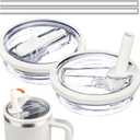 40 oz Tumbler Flip Straw Lid for Stanley Cup Accessories, 2 Pack Leak Proof Stanley Lid Replacement 40 oz for Stanley Quencher