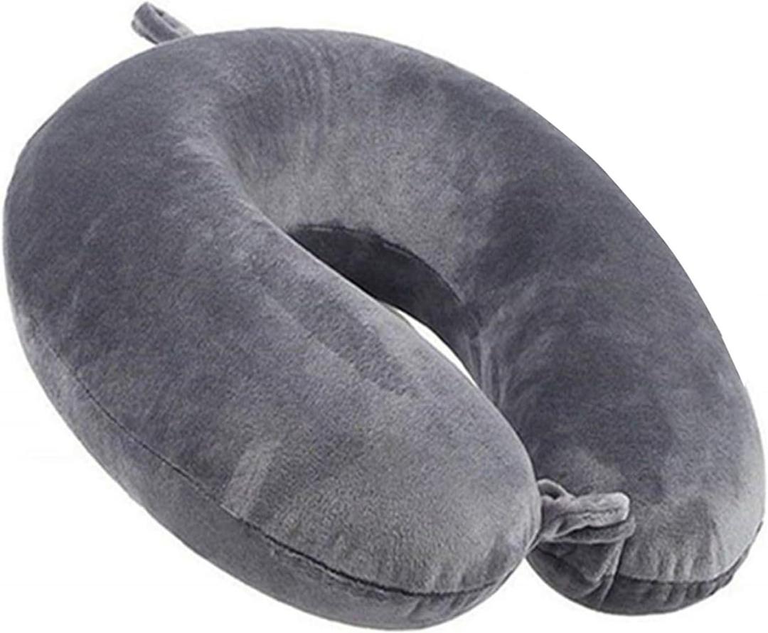 Travel Pillow 100% Pure Comfortable U Shape Memory Foam Pillows Neck and Head Support Portable Travel Neck Pillow Suitable for Planes Airplane for Traveling, Train, Self-Driving Car,(Grey)