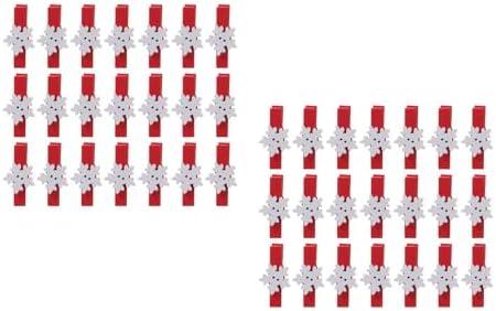 TOPBATHY  23 Pcs Snowflake Clothespins,Christmas Wood Clips, Small Craft Pegs,Photo Clips, for Holiday Party Festival(Red)