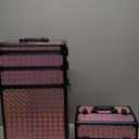 AROUS 5 in 1 Rolling Makeup Train Case Cosmetology Case on Wheels Large Cosmetic Organizer Travel Cart for Hairstylist Artist Nail Beauty Salon Barber, Pink