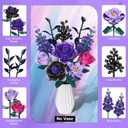 Purple Rose Building Blocks Set for Kids, 701PCS Flower Bouquet Toy, Gothic Style Halloween Decor, DIY Artificial Plant Ornament, Ideal Gifts for Girls Women, Valentine's Day, Birthday, Mother's Day