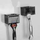 2 Pack Acrylic Razor Holder with Cover for Shower, Wall Mounted Razor Shaver Organizer with Suction Cup, Razor Hanger Rack Compatible with Gillette Fusion 5 Proglide, Mach 3 Classic (Gray Clear)