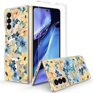 Magnetic for Samsung Galaxy Z Fold 4 Case,Floral Design PC Case for Women Men Girls Boys Drop Protection Shockproof Cute Durable TPU Bumper Cover for Galaxy Z Fold 4,Flowering shrubs 12.5