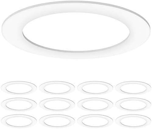Sunco 12 Pack Goof Rings for 6 Inch Recessed Lights, Flush Mount White Can Light Trim Ring Cover, Outer Diameter 8.6 Inch, Inner Diameter 6.2 Inch, Paintable Surface, Matte Finish.