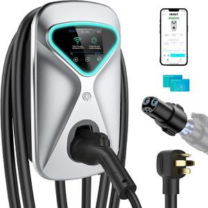 Level 2 EV Charger 48 Amp, 11.5KW 240V Electric Car Charger, NEMA 14-50 Plug, J1772 25' Cable, RFID Card, Smart App (WiFi), Smart Electric Vehicle Charging Stations with UL, ETL Certified EVSE