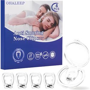 4PCS Magnet, Silicone Nose Clip Stop Snoring, Effective to Relieve Snoring, Snoring Solution for Comfortable and Quieter Sleep, White, M
