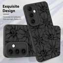 MZELQ for Samsung Galaxy S24 Fe Case, Silicone Black Floral Flowers Sunflowers Cute Pattern, Camera Protection Soft Slim Phone Case for Girls Women -Black