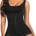 SHAPERX Women's Fajas Colombianas Shapewear Postpartum Tummy Control Body Shaper Girdles Compression Garment, Black, Small