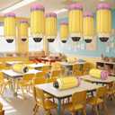 Retisee 12 Pcs Pencil Hanging Paper Lanterns Party Decorations, Kindergarten Preschool Classroom Decor Back to School Art Ceiling, First Day of School Birthday Supplies (15 Inch)