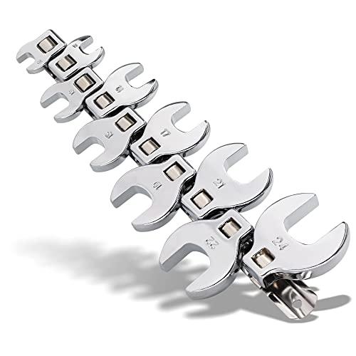 Crows Foot Wrench Set (Metric) Easily Access Hard-To-Reach Areas, Ideal for Tight Spaces, Great for Automotive Repair Work - Includes Sizes: From 10MM to 24MM - 10-Piece Kit With Clip-on Organizer