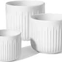 LE TAUCI Ceramic Planters, Plant Pots for Indoor Plants, 5.7 Inch Flower Pot with Drainage Holes, Medium Cylinder Planters Pot for Indoor House Plants, White, Only Small Ceramic Plant