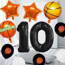 11Pcs Basketball Themed 10th Birthday Party Balloons, Black Number Balloon 10,Basketball Balloons Happy 10th Birthday,10th Birthday Basketball Theme Party Supplies Foil Mylar Balloons Latex Balloonor