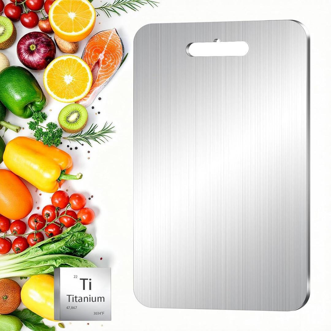 Titanium Cutting Board, 100% Pure Titanium Cutting Boards for Kitchen, Double-sided Food Grade Cutting Boards Non Toxic, Chopping Board Dishwasher Safe for Cutting Meat Vegetable Fruit(14L*10W)
