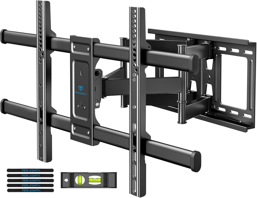 PERLESMITH Full Motion TV Wall Mount for Most 37-82 Inch LED, LCD, Flat Curved TVs up to 132lbs VESA 600400, TV Mount with Dual Articulating Arms with Tilt and Extension, Fits 16inch Studs - PSLFK1