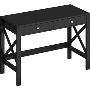 ChooChoo Home Office Desk Writing Computer Table Modern Design Black Desk with Drawers, Makeup Vanity Table