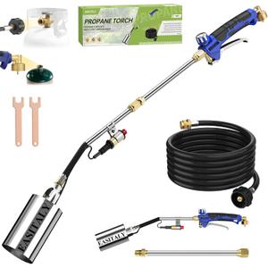 Propane Torch Weed Burner Kit,High Output with 12.5FT Hose,Heavy Duty Blow Torch Flamethrower with Long/Short Mode for Flame Weeding,Roofing,Ice Melting,Road Marking,BBQ(32.5")