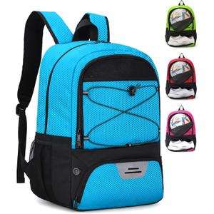 HMLIN Soccer Backpack, Basketball Backpack with Ball Compartment &Shoe Compartment, Sports Bag for Basketball, Soccer, Football & Volleyball (Blue)