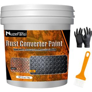 2-in-1 Metal Paint, Rust Converter & Metal Primer, 35oz Black Rust Inhibitor Paint for Metal Surfaces, Anti Rust Coating for Cars, Trucks, Trailers, Tools & Outdoor Metal Surfaces