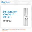 BlueStars 100 PCS 22-16 AWG Non-Insulated Butt Splice Connectors - Marine Crimping Terminals, Uninsulated Wiring Crimps Connector, Bare Pure Copper Crimp Splice Terminal for 22,20,18,16 Gauge Wire