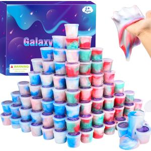 70 Pack Mini Slime Kit, Galaxy Slime Easter Party Favors, Stretchy Slime Kit for Classroom Prizes, Kids Stress Relief Toys, Christmas Stocking Stuffers, Goodie Bag Stuffers for Boys and Girls 5-12.