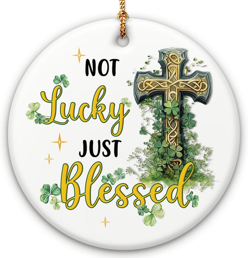 Christmas Irish Ornament 2025 - Irish Blessing, Irish Cross, Lucky Leprechaun, Gifts for Irish Family Men Women, Green Shamrock Xmas Decoration - Hanging Decor for Christmas Tree
