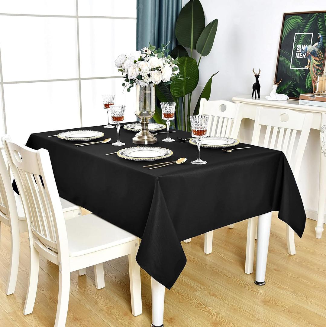 Black Square Tablecloth Waterproof Stain Resistant Wrinkle Free Table Cloth 210GSM Polyester Wipeable Table Cover for Party, Banquet, Indoor and Outdoor-Rectangle/Rectangular, 70 x 70 inch