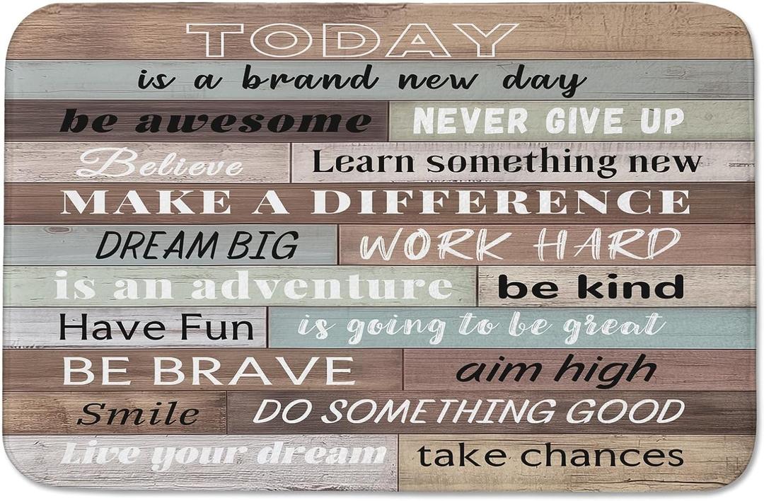 Inspirational Quotes on Rustic Wood Bathroom Rugs 24x16 Inches | Water Absorbent Soft Non-Slip Bath Mat Machine Washable Mats for Showers Laundry Rooms Indoor Doors Decor