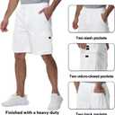 2 x Yundobop Men's Casual 9" Inseam Cargo Shorts Twill Classic Stretch Golf Summer Short with 6 Pockets (White)