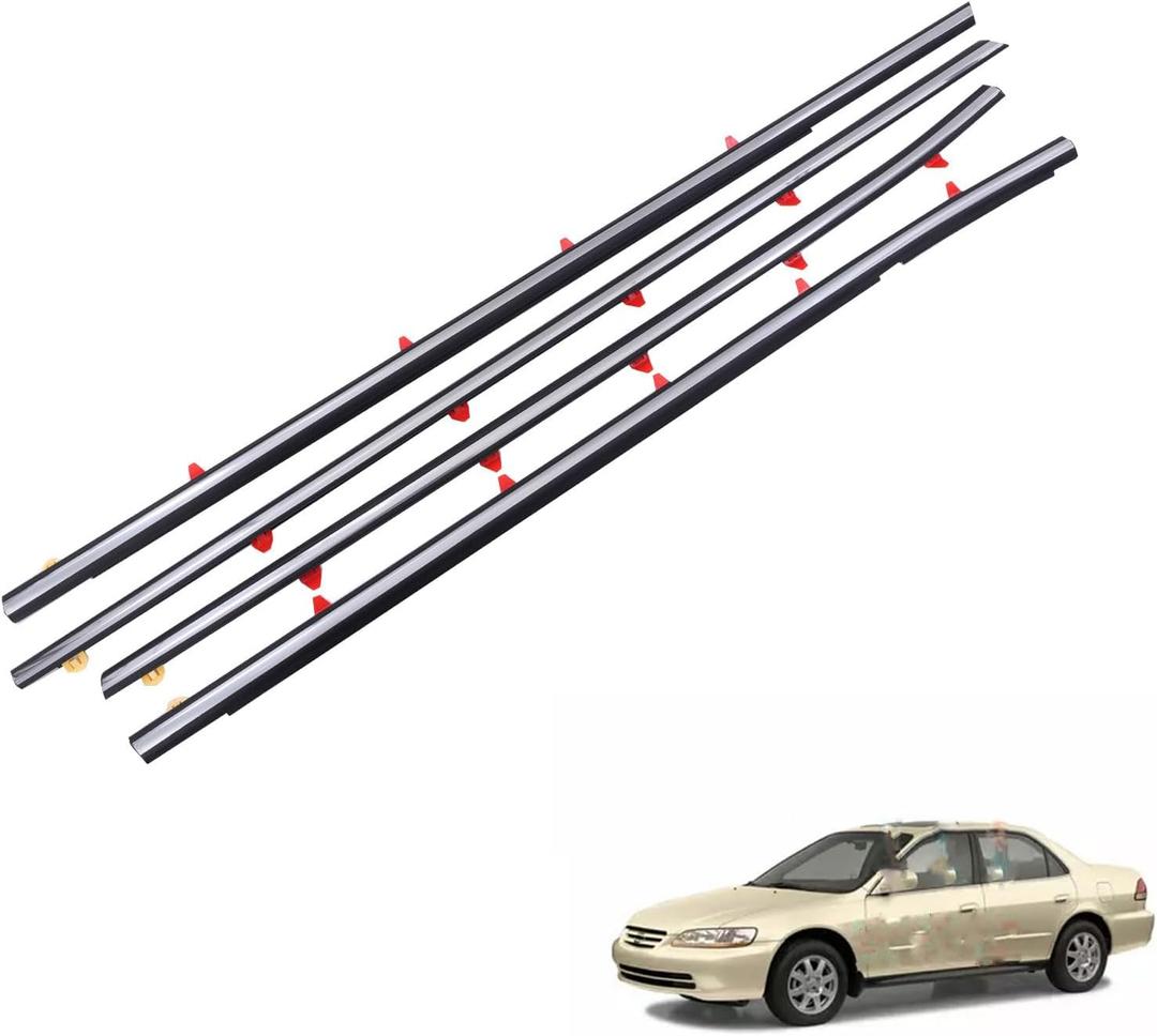 4 Pcs Car Window Weather Stripping Seal for Accord 1998 1999 2000 2001 2002, Car Window Seal Trim Molding Belt Self Adhesive Weatherstrip Accessories