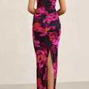 PRETTYGARDEN Women's 2026 Summer Floral One Shoulder Maxi Dress Wedding Guest Ruched Mesh Bodycon Long Cocktail Dresses XL