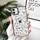 NITITOP Compatible with iPhone 12/12 Pro Magnetic Case [Compatible with Magsafe] Cute Clear for Women Girls Flower Floral Ultra Slim with Bumper Soft TPU Anti-Yellow Cover - Clear Black